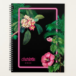 Agenda Neon Pink Tropical Botânica Anualmente