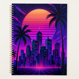 Agenda Neon Sunset Retro-Futurístico