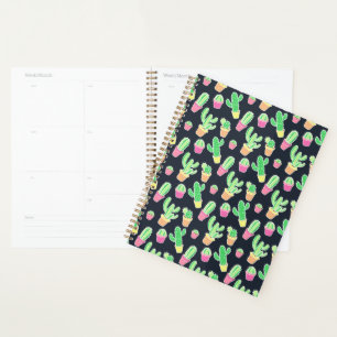 Agenda Neon Watercolor Cactos em Potes