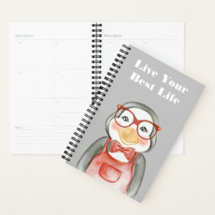 Agenda Nerdy Penguin Watercolor Personalizada