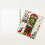 Agenda Newland Dog Christmas<br><div class="desc">O Natal do Cachorro da Terra Nova sentado do lado de fora da casa decorada com a coroa de Natal,  a árvore de Natal é uma ideia perfeita de presente de Natal para amantes de cães.</div>