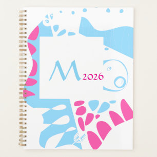 Agenda Ninho de Pássaro - Nome Branco Azul Rosa 2