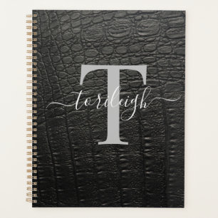 Agenda Noir Croc Monogrammed