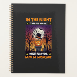 Agenda Noite Cemitério Lua Chapéu Alto Abóbora de Hallowe