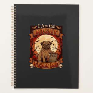 Agenda Noite de Am Medo de Mim Halloween Pug Lua Lápide