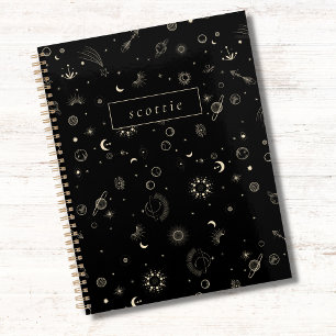 Agenda Noite Estrelada de Galáxia Negra Moderna