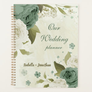 Agenda noivas flores brancas verde salvia casamento
