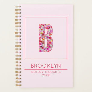 Agenda Nome Botânico Feminino Floral Rosa Letra B