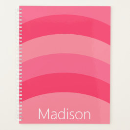 Agenda Nome Branco de faixas rosa simples