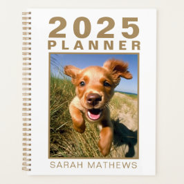 Agenda Nome Branco Dourado Pet Dog Simple 2025