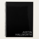 Agenda Nome branco moderno em preto<br><div class="desc">Estilo moderno com nome personalizável,  texto comercial ou outro.</div>