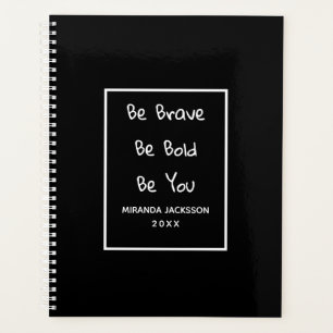 Agenda Nome branco preto de citação motivacional