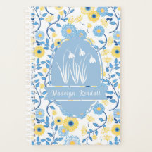 Nome com Monograma Azul e Amarelo Personalizado