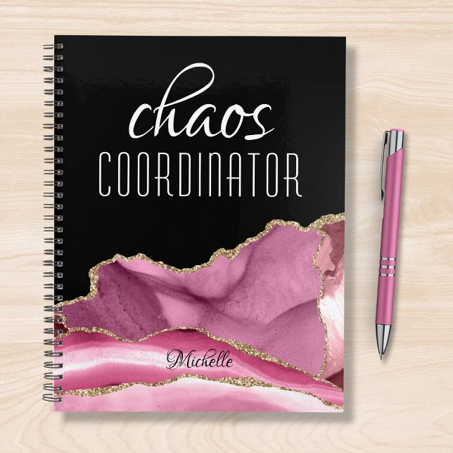 Agenda Nome da Mármore Dourada Rosa Girly Coordenadora do (Criador carregado)