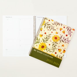 Agenda Nome da Vintage Data Professor Floral Retro Daisy