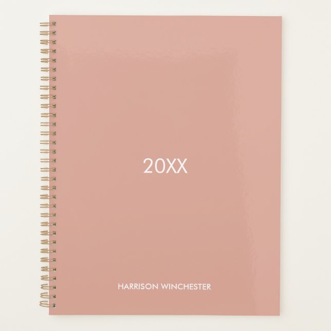 Agenda Nome de ano personalizado rosa poeirento elegante  (Frente)