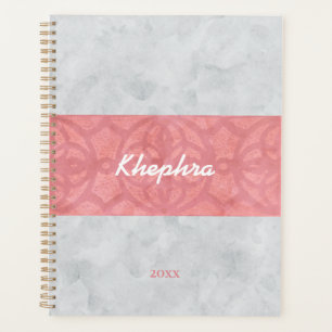Agenda Nome de Aquarela da Cinza Rosa-Rosa-Rosa