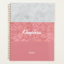 Agenda Nome de Aquarela da Cinza Rosa-Rosa-Rosa