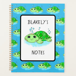 Agenda Nome de Cartoon de Tartaruga Cuta Personalizada