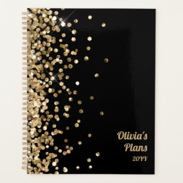 Agenda Nome de Cobrir flexível elegante preto e Dourado