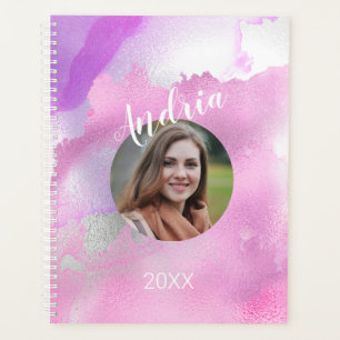 Agenda Nome de DY Ano Fotográfico, Cor Branca Rosa Púrp