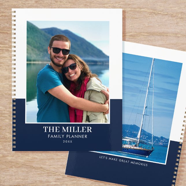 Agenda Nome de Foto Personalizado Azul Escuro Moderno (Criador carregado)