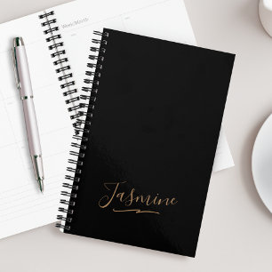 Agenda Nome de Script Feminina Dourada Moderna