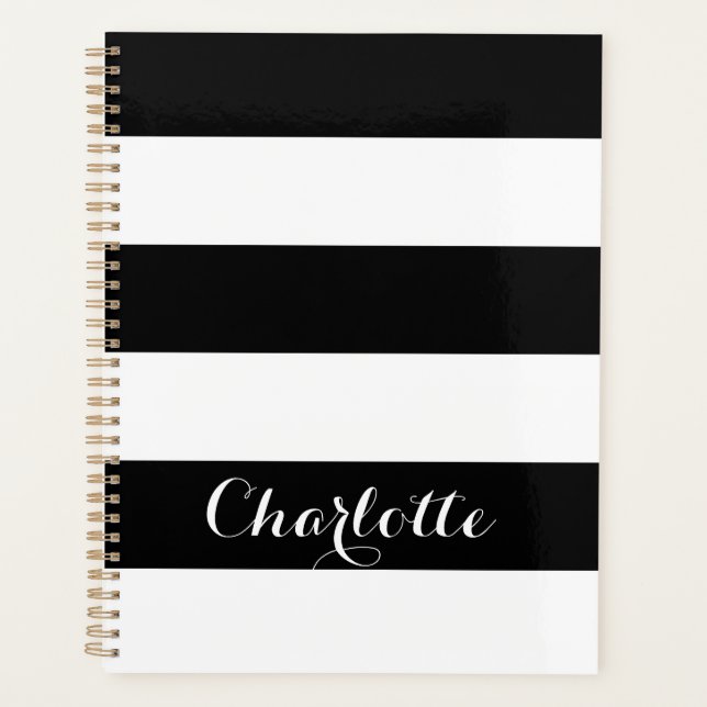 Agenda Nome de script personalizado de striping branco mo (Frente)