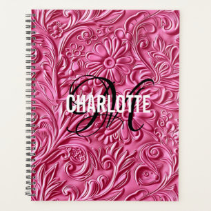 Agenda Nome do guião de couro rosa Elegante