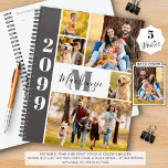 Agenda Nome do Monograma da Colagem de Fotografias Modern<br><div class="desc">Crie o seu próprio planejador personalizado utilizando este modelo de colagem de fotografias fácil de carregar com 5 imagens à frente com o seu monograma ou iniciais e nome da família, o seu nome ou outro texto personalizado e uma fotografia de cheio no cobrir traseiro. ALTERAÇÕES: Você pode alterar as...</div>