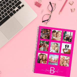 Agenda Nome do monograma da colagem de fotos rosa a quent