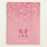 Agenda Nome do Monograma da Literatura Rosa Elegante<br><div class="desc">Planeador de Nomes Monogramados de Glitter Glitter Glitter Cor-de-Rosa-Chic Elegante</div>