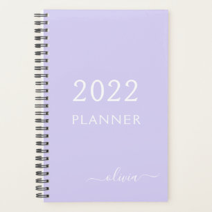 Agenda Nome do Monograma de Script Girly Roxo 2022 Lavand