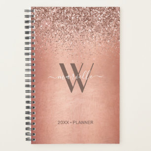 Agenda Nome do Monograma do Glitter Dourado Glitter Glitt