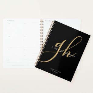 Agenda Nome do Monograma do Script Elegante Moderno Doura
