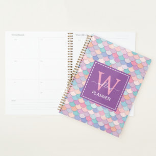 Agenda Nome do Monograma Moderno Roxo da Sereia Inicial
