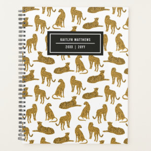 Agenda Nome do Padrão Animal na moda Leopard White Pla