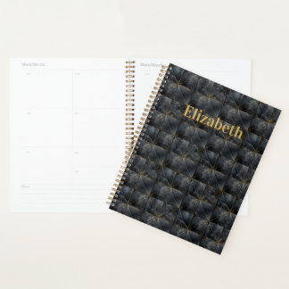 Agenda Nome do padrão de ladrilhos de ônix preto Monogram