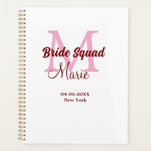 Agenda Nome do pelotão de noiva: monograma bridesmaid dat