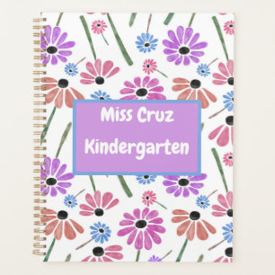 Agenda Nome do Professor Floral / Cor Grade Colorida 