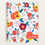 Agenda Nome do Script Coral de Padrão Floral Moderno de P<br><div class="desc">Whimsical,  moderno e divertido! Este planejador personalizado com um lindo impressão floral com flores e folhas em gritares cor-de-rosa,  cor de coral,  laranja,  azul e verde,  primavera. Maravilhoso para mães,  jardineiros,  noivas,  adolescentes e muito mais. Parte de uma coleção da Parcel Studios.</div>