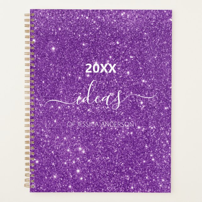 Agenda Nome do script de brilho roxo moderno (Frente)