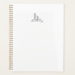 Agenda Nome do Script do Monograma Moderno Elegante<br><div class="desc">Papel simples e moderno de carta monográfica,  com um monograma de minúsculas e arrojado,  inicial em cinzas moles e nome de script a preto. Personalize com suas próprias cores e nome.</div>