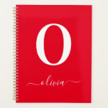 Agenda Nome do Script Monograma Personalizado Vermelho e<br><div class="desc">Este monograma de na moda e design de guião elegante pode ser dado como presente para um aniversário,  favor de casamento,  chá de panela ou qualquer ocasião. Pode ser personalizado com o nome e o nome da pessoa.</div>