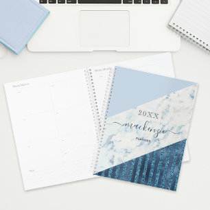 Agenda Nome do Script Stripes de Brilho Azul 2025