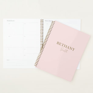 Agenda Nome Dourado Cor-de-Rosa Esbranquiçado