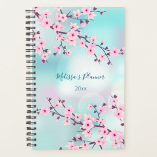 Agenda Nome E Ano Da Turquesa Rosa De Cereja Floral