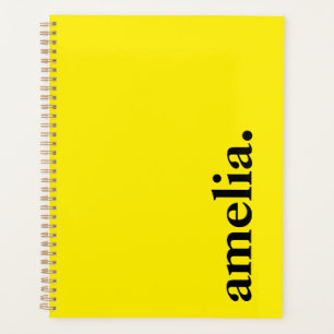 Agenda Nome Elegante de Cor Sólida Canário Amarelo
