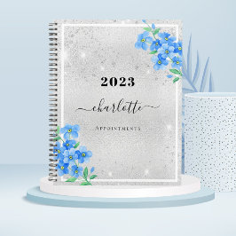 Agenda Nome floral azul de prata 2026