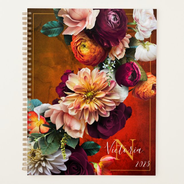Agenda Nome Floral Textura Rústica (Frente)